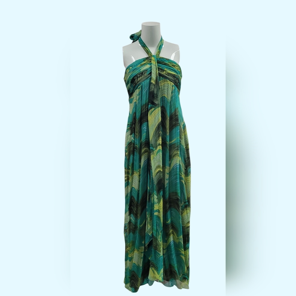 Green Ruched Halter Sundress for Resort Wear Cruise Wear #13